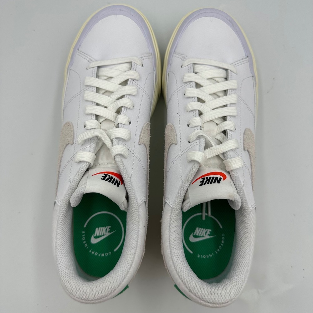 Nike Court Legacy Lift Platform White Green Suede Swoosh Women 9.5 Streetwear - Picture 10 of 11